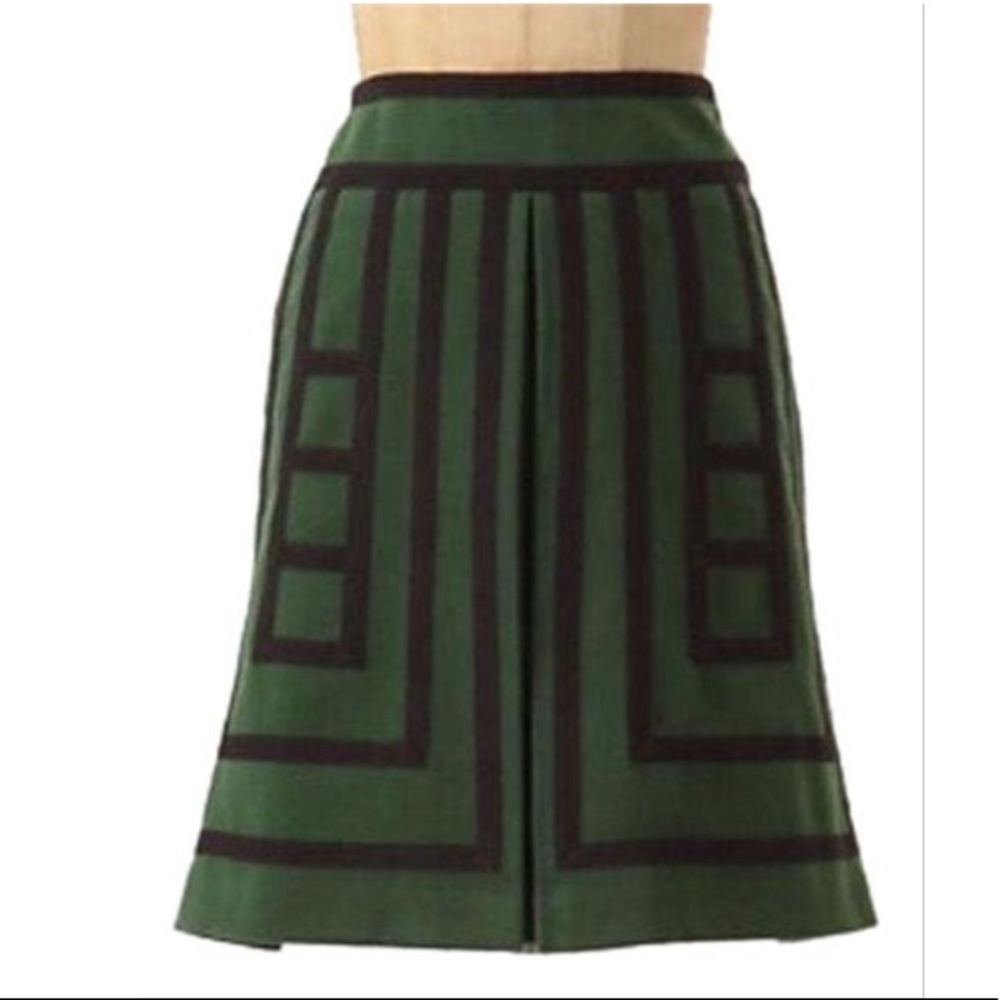 Anthropologie Green/Black Maeve Tsuga Moss A-line